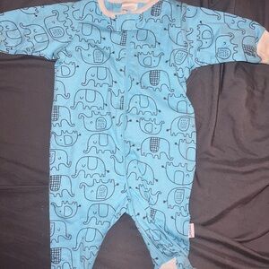 Blue Elephant Print Baby Onesie